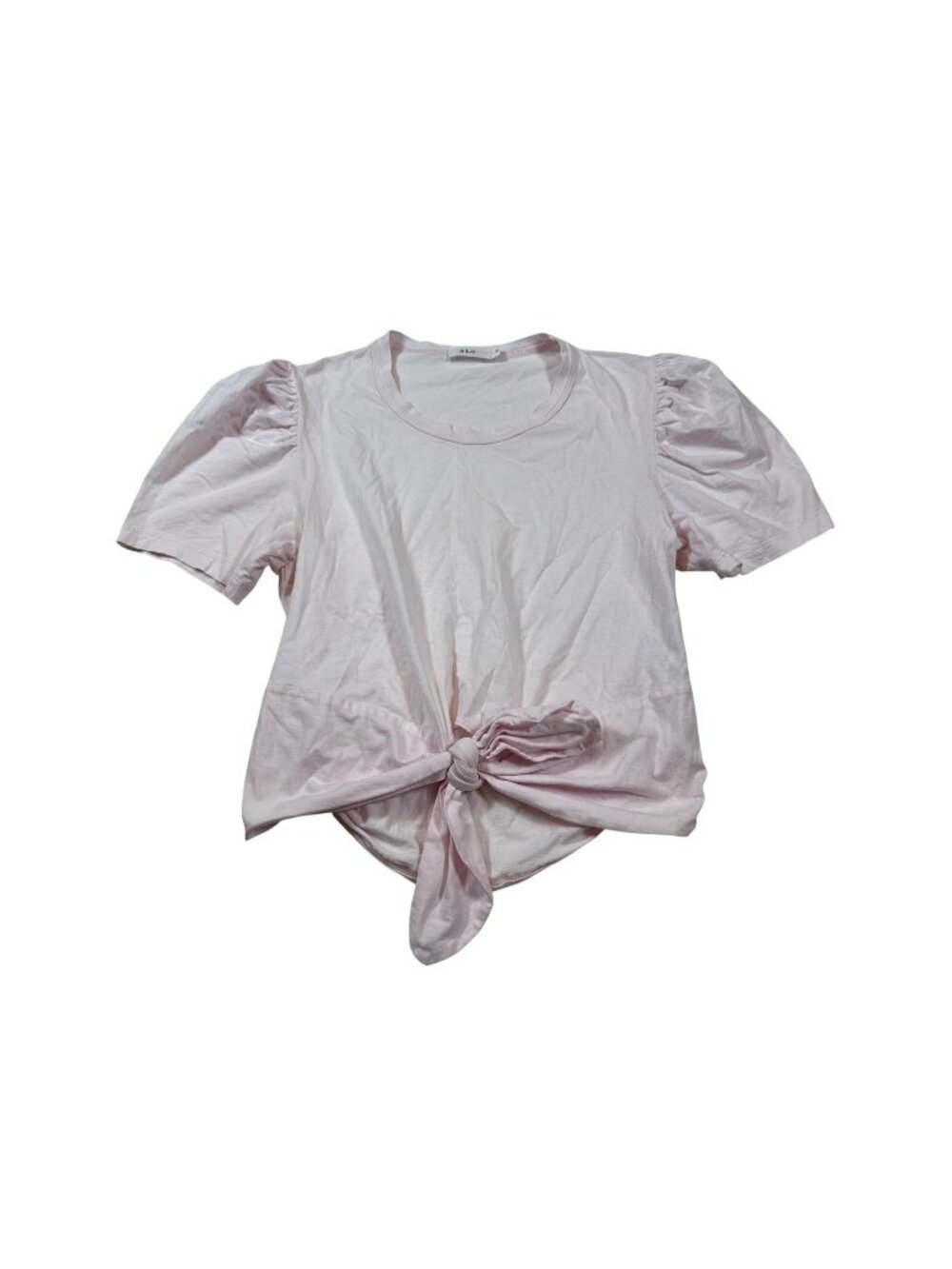 A.L.C. Pink Short-Sleeve Tie-Front Top Puff Sleeves Small S (JJ982)